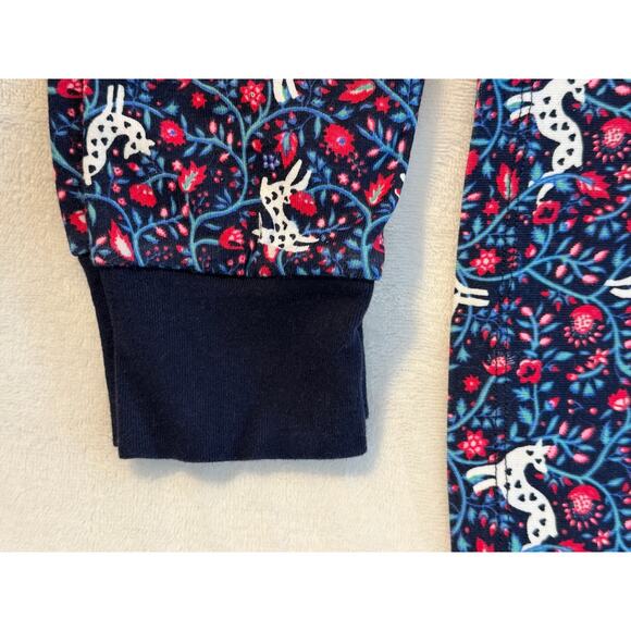 Crewcuts J Crew Girls 2 Piece Navy Holiday PJs Pajamas Deer Print Long Johns 10 - Picture 7 of 7